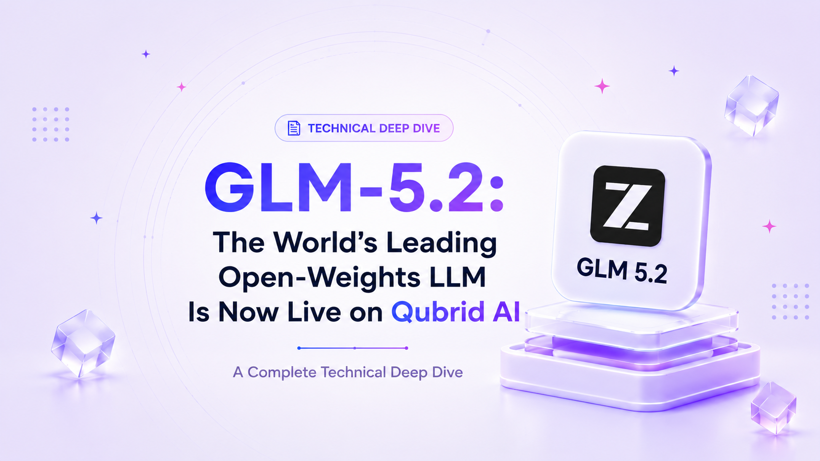 GLM-5.2 just claimed the top spot among open-weights models, beating GPT-5.5 on coding benchmarks, matching Claude Opus 4.8 on long-horizon tasks, and doing it all at a fraction of the cost. Qubrid AI is a Day 0 launch partner with Z.ai - which means you can build with it right now.